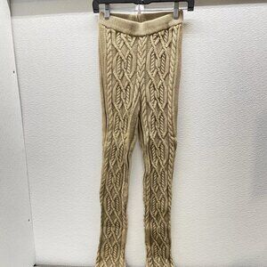 SEROYA Cayenne Cable Knit Flare Pants Washed Tan